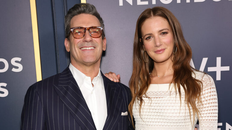 Jon Hamm and Anna Osceola attend Apple TV+'s 