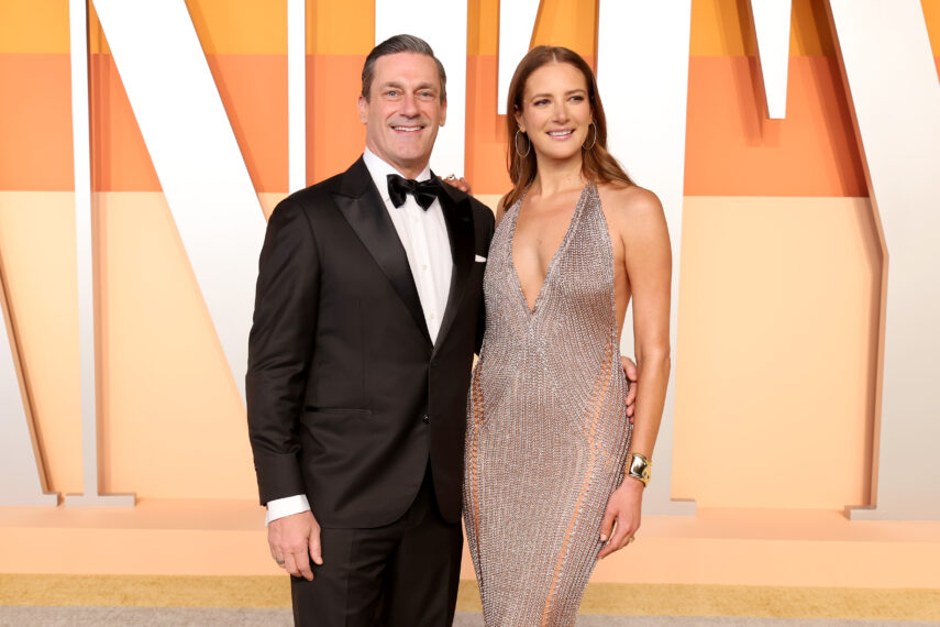 Jon Hamm and Anna Osceola attend the 2025 Vanity Fair Oscar Party