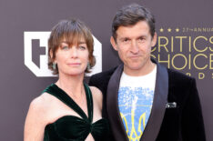 Julianne Nicholson and Jonathan Cake attend the 27th Annual Critics Choice Awards at Fairmont Century Plaza on March 13, 2022 in Los Angeles, California.
