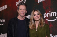 NEW YORK, NEW YORK - MARCH 31: (L-R) Kevin Bacon and Kyra Sedgwick attend 'The Bondsman' NY premiere on March 31, 2025 in New York City.
