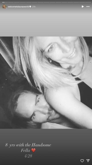 Laura Wright posts about her eight-year anniversary with Wes Ramsey
