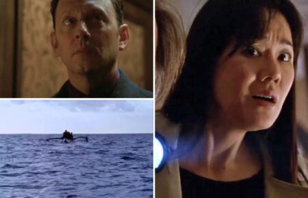 Michael Emerson as Ben Linus, Yunjin Kim as Sun-Hwa Kwon, and the mysterious outrigger on 'Lost'