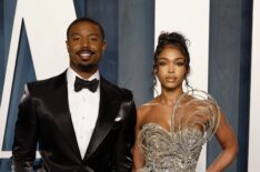 Michael B. Jordan and Lori Harvey attend the 2022 Vanity Fair Oscar Party hosted by Radhika Jones at Wallis Annenberg Center for the Performing Arts on March 27, 2022 in Beverly Hills, California.