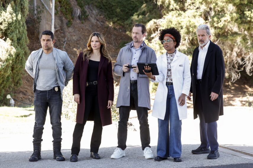 Wilmer Valderrama as NCIS Special Agent Nicholas “Nick” Torres, Katrina Law as NCIS Special Agent Jessica Knight, Sean Murray as Special Agent Timothy McGee, Diona Reasonover as Forensic Scientist Kasie Hines and Gary Cole as NCIS Special Agent Alden Parker — 'NCIS' Season 22 Episode 8 "Out of Control"