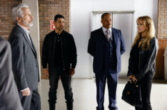 Gary Cole as NCIS Special Agent Alden Parker, Wilmer Valderrama as NCIS Special Agent Nicholas “Nick” Torres, Rocky Carroll as NCIS Director Leon Vance, and Rebecca De Mornay as Carla Marino — 'NCIS' Season 22 Finale 'Nexus'