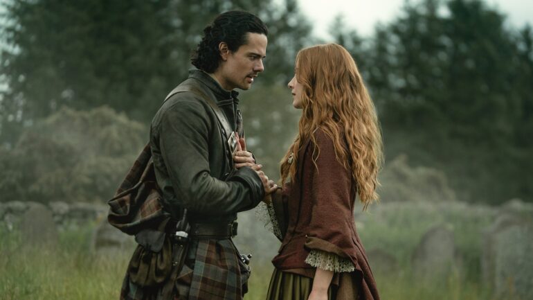 Jamie Roy and Harriet Slater as Brian and Ellen in 'Outlander: Blood of My Blood'