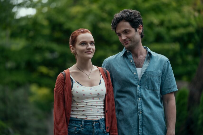 Madeline Brewer as Bronte, Penn Badgley as Joe Goldberg in 'You' Season 5