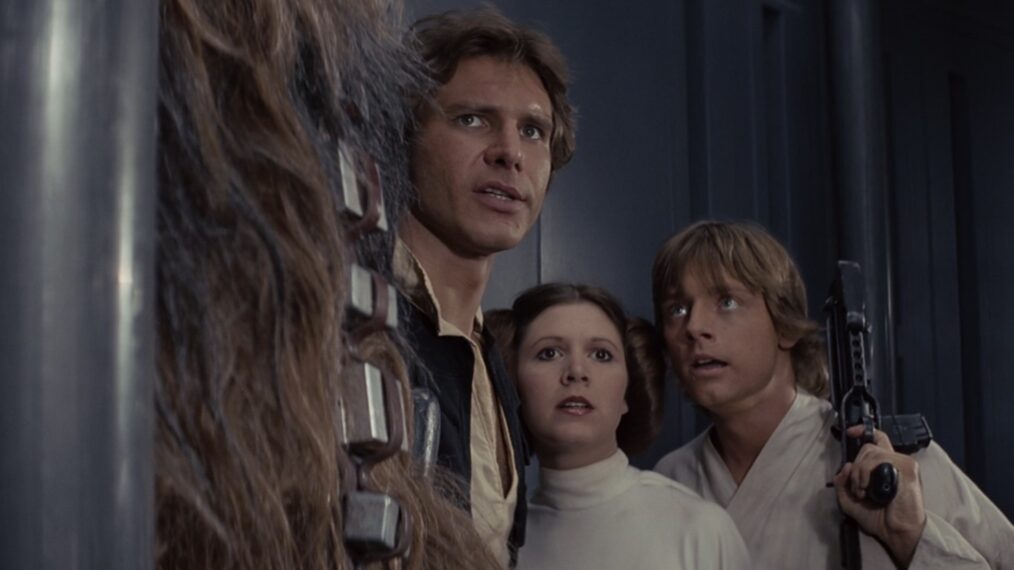 Harrison Ford, Carrie Fisher, and Mark Hamill in 'A New Hope'