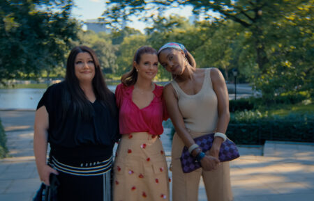 Brooke Elliott as Dana Sue Sullivan, JoAnna Garcia Swisher as Maddie Townsend and Heather Headley as Helen Decatur in season 5 of SWEET MAGNOLIAS