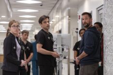 Taylor Dearden, Patrick Ball, and Noah Wyle in 'The Pitt'