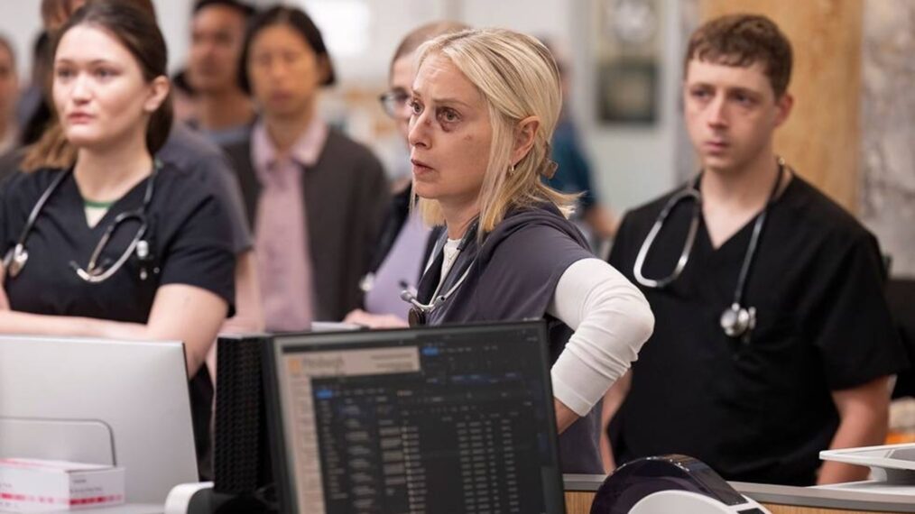 Isa Briones, Katherine LaNasa, and Gerran Howell in 'The Pitt' Season 1
