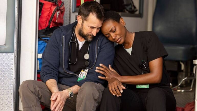 Noah Wyle and Tracy Ifeachor in 'The Pitt' Season 1