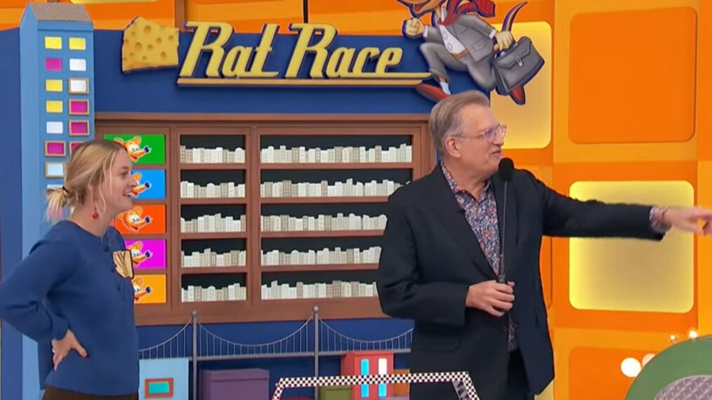 Sandy on The Price is Right on 3/26/2025, next to host Drew Carey