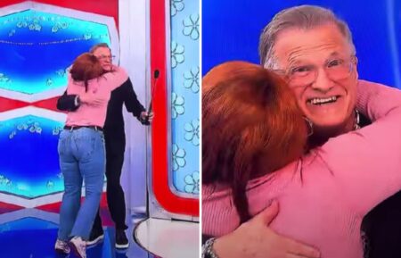 The Price Is Right contestant Toya hugging Drew Carey and asking him to go on a trip with her on April 23, 2025