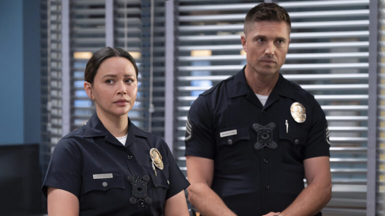 Melissa O'Neil as Lucy, Eric Winter as Tim — 'The Rookie' Season 7 "Out of Pocket"