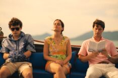 Sam Nivola, Sarah Catherine Hook, and Patrick Schwarzenegger in 'The White Lotus' Season 3