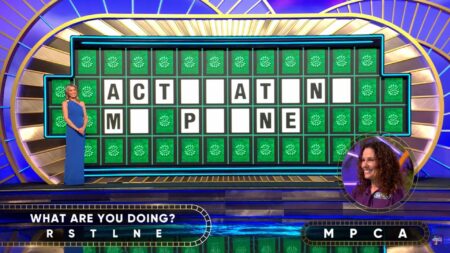 Wheel of Fortune contestant Sheila Sabo on April 18, 2025, solving the Bonus Round puzzle