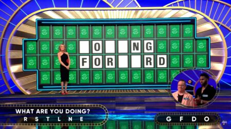 Jason Derulo and Jay Tope solving the Wheel of Fortune Bonus Puzzle on 4/11/2025