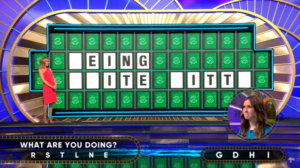 Julie Allen on Wheel of Fortune on April 15, 2025, solving the Bonus Puzzle