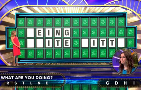 Julie Allen on Wheel of Fortune on April 15, 2025, solving the Bonus Puzzle