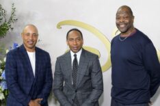 John Starks, Stephen A. Smith, and Patrick Ewing at the 2025 Disney upfronts