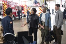 Kenneth Choi as Chimney, Angela Bassett as Athena, Aisha Hinds as Hen, and Oliver Stark as Buck — '9-1-1' Season 8 Episode 16 'The Last Alarm'