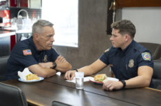 Brian Thompson as Gerrard, Oliver Stark as Buck — '9-1-1' Season 8 Episode 17 'Don't Drink the Water'