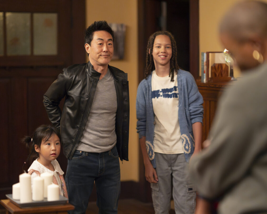 Bailey Leung as Jee, Kenneth Choi as Chimney, and Declan Pratt as Declan — '9-1-1' Season 8 Episode 17 