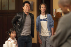 Bailey Leung as Jee, Kenneth Choi as Chimney, and Declan Pratt as Declan — '9-1-1' Season 8 Episode 17 'Don't Drink the Water'