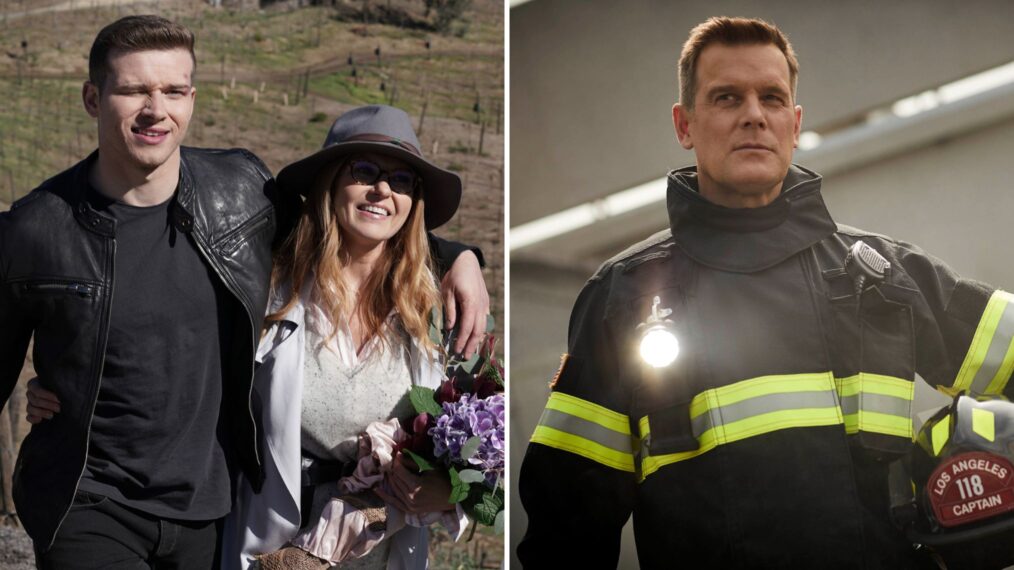 Oliver Stark as Buck, Connie Britton as Abby, and Peter Krause as Bobby — '9-1-1' Season 1