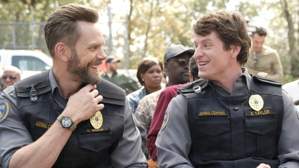 ANIMAL CONTROL: L-R: Joel McHale and Michael Rowland in the ANIMAL CONTROL “Strays & Lovebirds' Season Four Finale episode airing Thursday, Mar. 13 (9:01-9:31 PM ET/PT) on FOX. © 2025 Fox Media LLC. CR: Bettina Strauss/FOX.