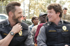 Joel McHale and Michael Rowland in the Animal Control “Strays & Lovebirds' Season Four Finale episode airing Thursday, Mar. 13 (9:01-9:31 PM ET/PT) on FOX. © 2025 Fox Media LLC. CR: Bettina Strauss/FOX.