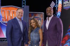 Matt Iseman, Zuri Hall, and Akbar Gbajabiamila in American Ninja Warrior - Season 17