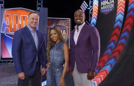 Matt Iseman, Zuri Hall, and Akbar Gbajabiamila in American Ninja Warrior - Season 17