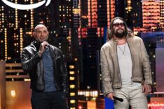 Dave Bautista and Jason Momoa onstage during Amazon's Upfront 2025 Presentation at Beacon Theatre on May 12, 2025 in New York City. (Photo by Slaven Vlasic/Getty Images for Amazon)