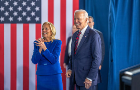 CHARLESTON, SOUTH CAROLINA - JANUARY 19: U.S. President Joe Biden and first lady Jill Biden exit the stage after the President spoke at the International African-American Museum on January 19, 2025 in Charleston, South Carolina. One day before the inauguration of President-elect Donald Trump, Biden thanked South Carolina for its support during his speech. (Photo by Grant Baldwin/Getty Images)