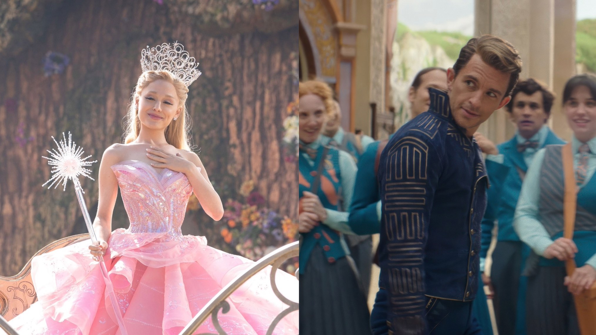 Ariana Grande and Jonathan Bailey as Glinda and Fiyero in 'Wicked'