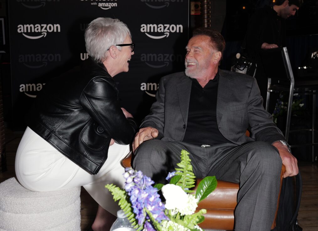 Jamie Lee Curtis and Arnold Schwarzenegger attend Amazon's Upfront 2025 Presentation at Beacon Theatre on May 12, 2025 in New York City. (Photo by Craig Barritt/Getty Images for Amazon)