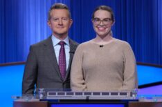 Jeopardy! contestant Kara Peruccio, with host Ken Jennings on May 9, 2025