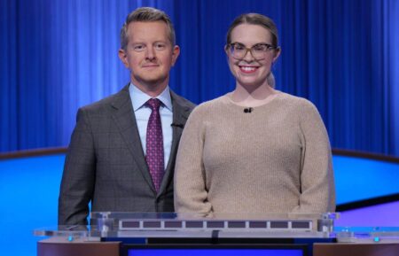 Jeopardy! contestant Kara Peruccio, with host Ken Jennings on May 9, 2025