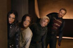 Hannah John-Kamen as Ghost, Lewis Pullman as Robert Reynolds, Florence Pugh as Yelena Belova, Wyatt Russell as John Walker in Thunderbolts*