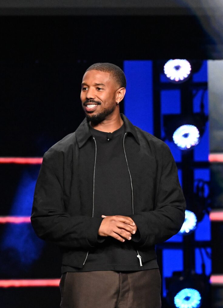 Michael B. Jordan speaks onstage at Amazon's Upfront 2025 Presentation at Beacon Theatre on May 12, 2025 in New York City. (Photo by Slaven Vlasic/Getty Images for Amazon)
