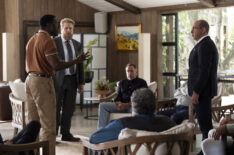Gilbert Owuor as Counselor, Josh McDermitt as Stuart Lane, Rick Hoffman as Louis in Suits LA - 'Angry Sylvester'