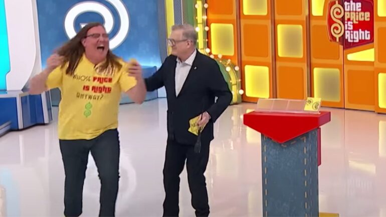 The Price Is Right contestant Michael Ambrese celebrating winning a car on Pocket change on May 28, 2025