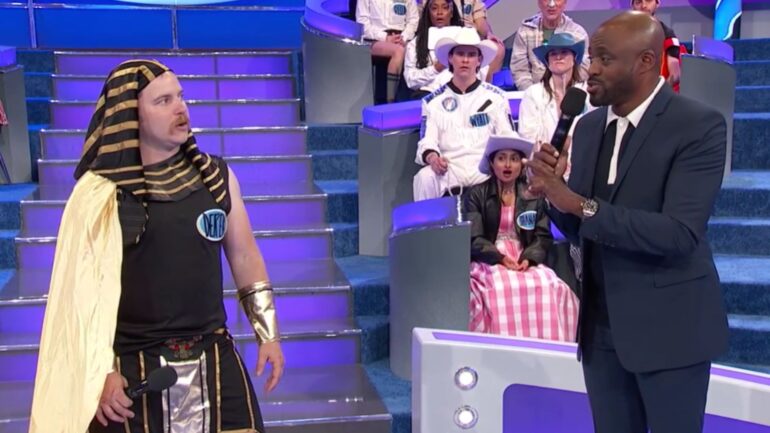 Let's Make a Deal contestant Derek playing a game for majeo prizes on Friday, May 16, 2025