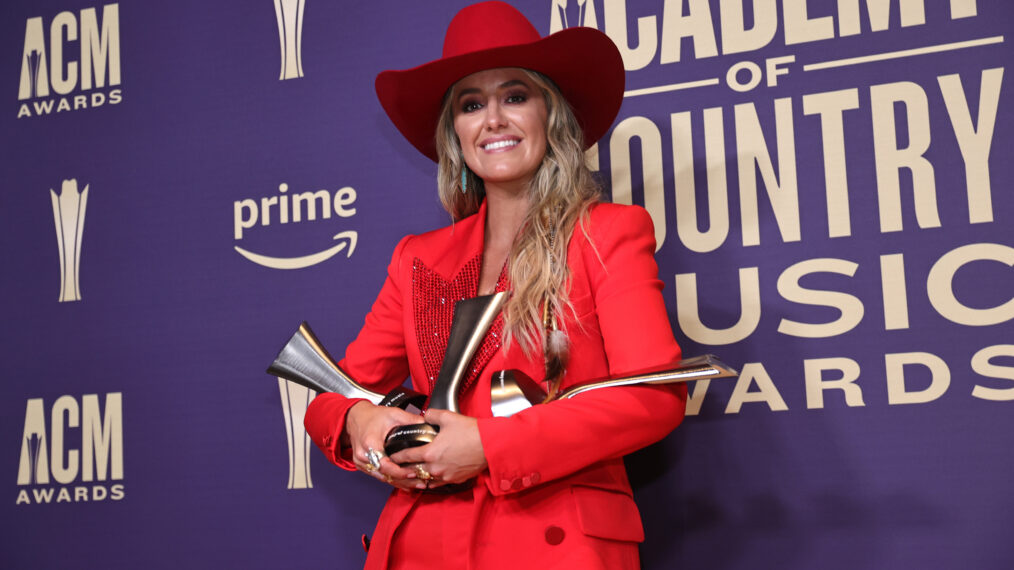Lainey Wilson, winner of the Entertainer of the Year award, Female Artist of the Year, and Music Event of the Year award for 'Save Me,” poses in the press room during the 59th Academy of Country Music Awards at The Ford Center at The Star on May 16, 2024 in Frisco, Texas