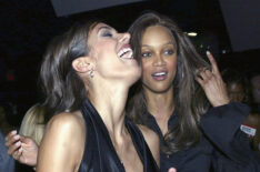 Supermodels Adrianne Curry and Tyra Banks attend the UPN 2003 Summer Press Tour Party