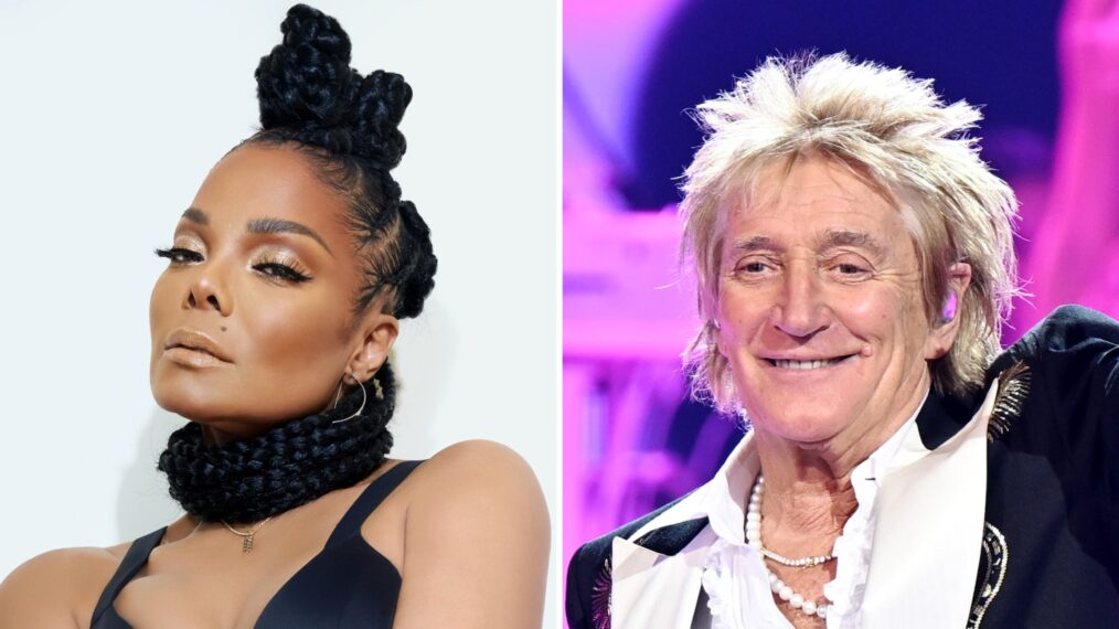 Janet Jackson (L), Rod Stewart (R)