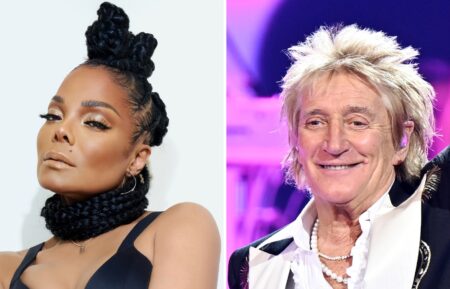 Janet Jackson (L), Rod Stewart (R)