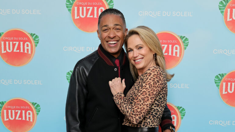 T. J. Holmes and Amy Robach attend Cirque Du Soleil's 